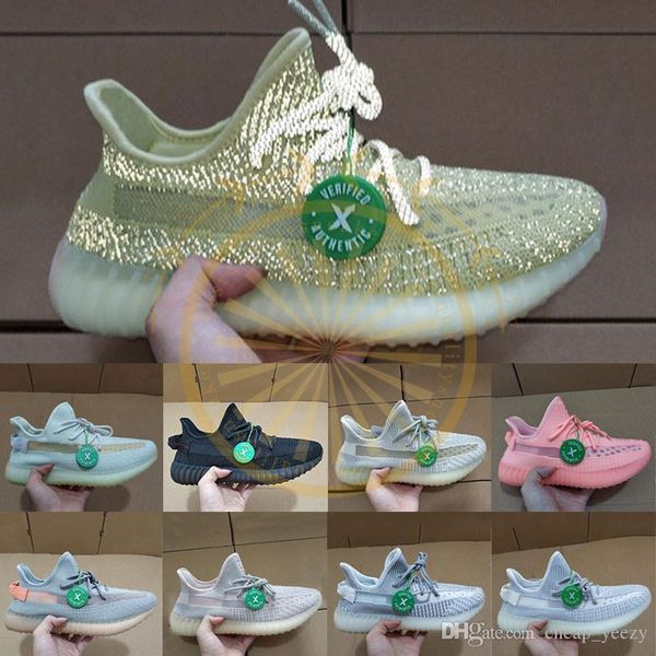 

with box & stock x] kanye west reflective lundmark antlia clay black static mens women designer sports sneaker trainers running shoes 36-48