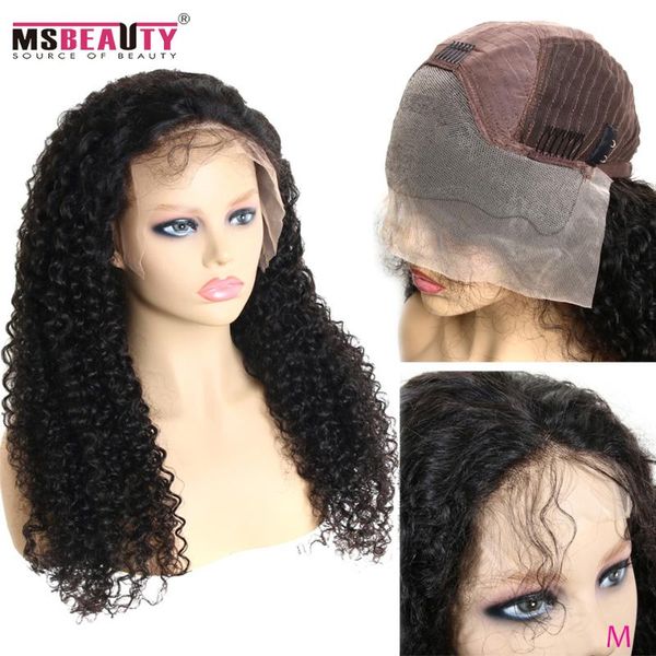 

13*4 curly human hair wigs middle ratio 10"-30" peruvian remy hair lace front human wigs pre-plucked natural black 150%, Black;brown