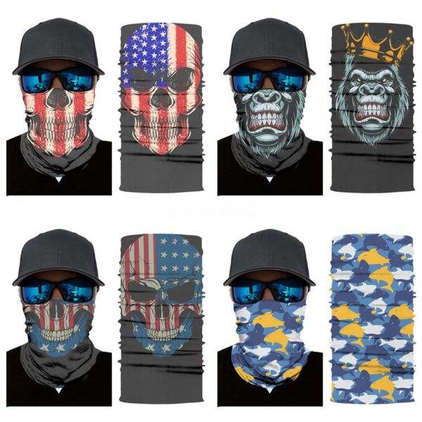 

magic snood skull scarf summer thin skull scarf bandana headband face neck skull bandana seamless tube outdoor cycling windproof#600, Blue;black