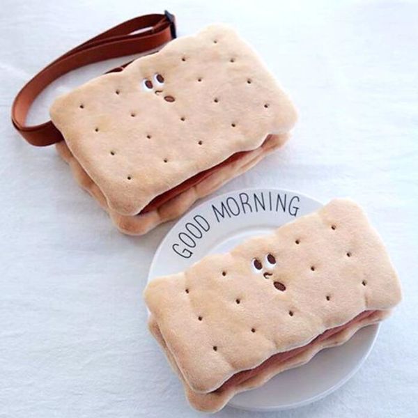 

макияж мешок плюша мешки плеча cookie моды аниме девушки soft мультфильм tote повседневная сумка пушистый dolls телефон сумка lxl1033l, Black