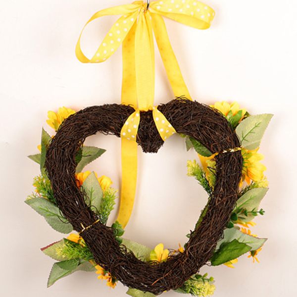 

artificial sunflower garland leaves rattan home room thanksgiving day decoration