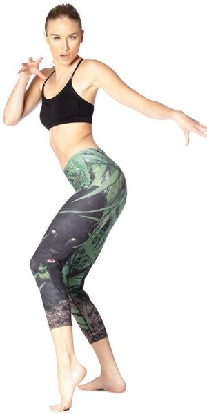 

jungle panther new slim sports breath running sweat absorbing women's seven-point lady pants, Black