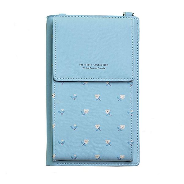 

women multifunction card crossbody printing holder button fashion change case pu leather all in one money purse phone bag