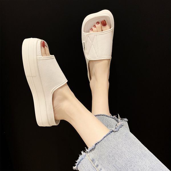 

square toe house slippers platform flat shoes female rubber flip flops slides slipers women low soft hawaiian, Black
