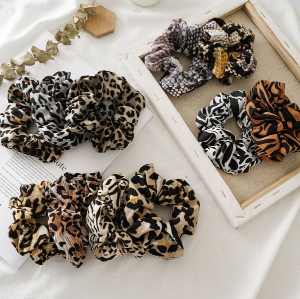 Women Girls Animal Print Zebra Leopard Elastic Ring Hair Ties