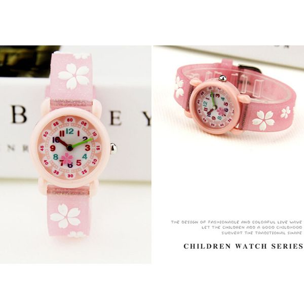 

3d flower glitter strap quartz kids watches cartoon silicone children watches for boys girls cute clock relogio feminino, Blue