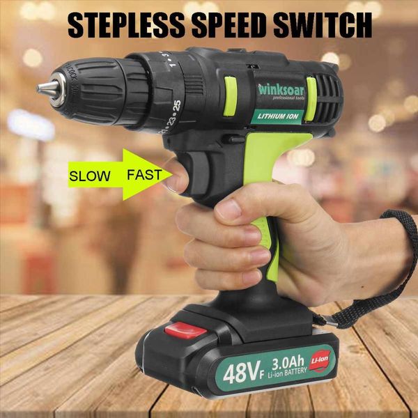 

ac100-240v two speed adjustable electric screwdriver impact type rechargeable cordless drill torque adjustment household diytool