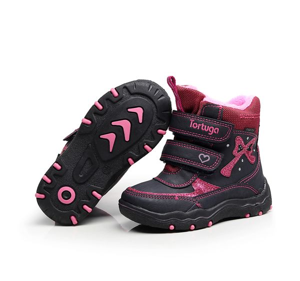 

fashion 1pair winter warm snow boots waterproof baby children' boots, kids leather boots, Black;grey