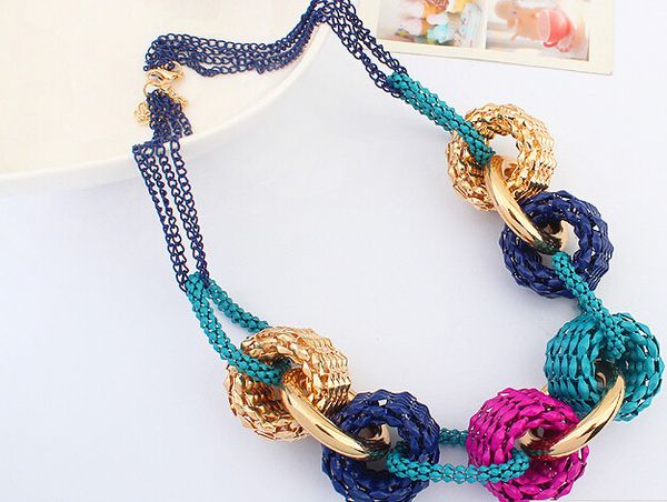 

Fashion Circles Handmade Big Necklace Chunky Chain Women Choker Wide Maxi Collar Statement Necklaces