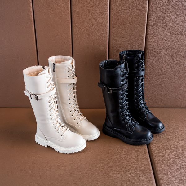

comfortable girls casual long boots 2019 autumn and winter girls high-barreld knee boots 7-16 years kids, Black;grey