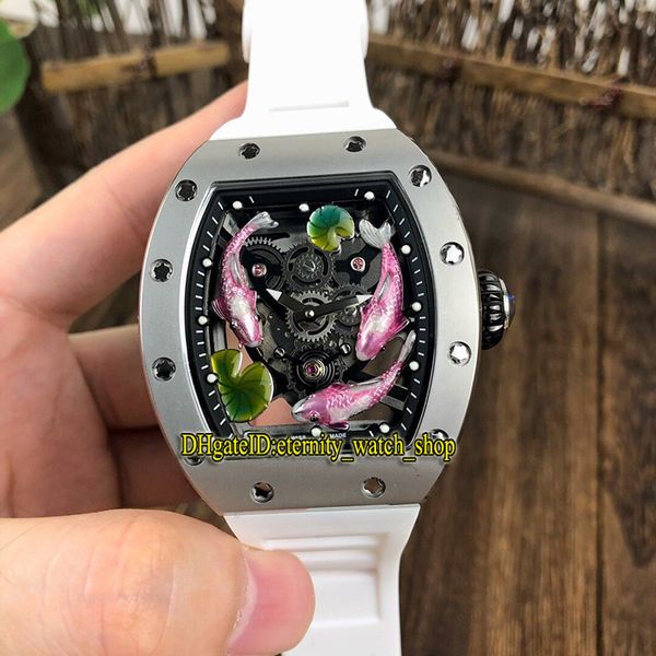 

лучшая версия rm 57-01 3d koi totem dial japan miyota automatic rm57-01 мужские часы корпус из нержавеющей стали резиновый ремешок роскошные, Slivery;brown