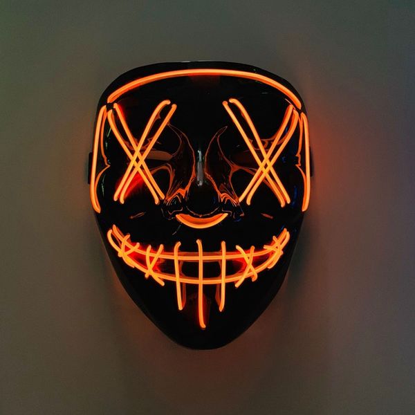 Neon LED Halloween Mask Light Up Scary Skull Face Mask Funny Masks