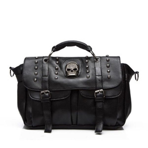 

2019 women messenger bags designer motorcycle punk style skull rivet tote bag crossbody bags for ladiesleather handbags ab0060 cj191212