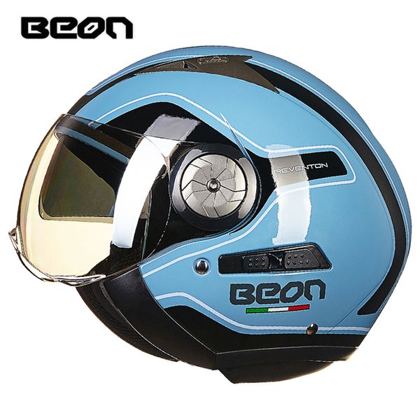 

beon fashion motorcycle helmet scooter helmet retro double lens moto casco b-216