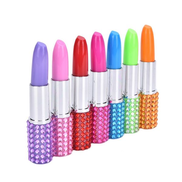 

creative simulation lipstick ballpoint pen paste diamond crystal colored ball pen rhinestone lipstick ballpoint pens, Blue;orange
