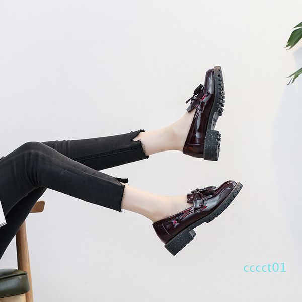 

wdhkun patent leather fringe loafers women autumn flats ladies elegant low heels slip on pointed toe moccasins shoes plus size ct01, Black