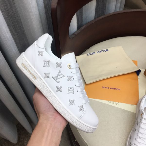 

platform men's and women's shoes wild vintage luxury white shoes women's leather flat lace-up casual sneakers 10, Black