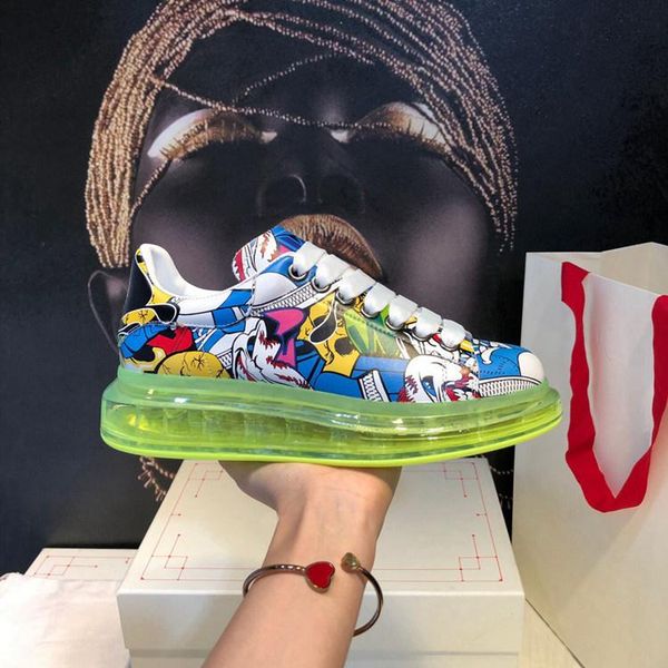 

2019new designer shoes upgraded edition explosive thick-soled sports shoes high transparent rubber vacuum cushion crystal bottom fashion lei, Black