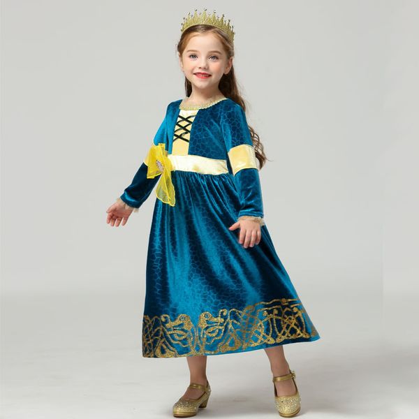 

velet winter bow rapunzel princess dress for girls long sleeve halloween christmas kids dresses for girls cosplay costume, Red;yellow