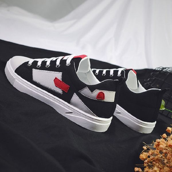 

2019 new four seasons couple canvas shoes men's wild casual shoes low to help, Black