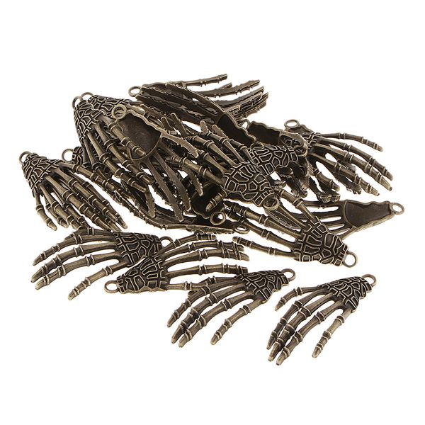 

25 bracelet charms skeleton hand pendant jewelry making finding, Black