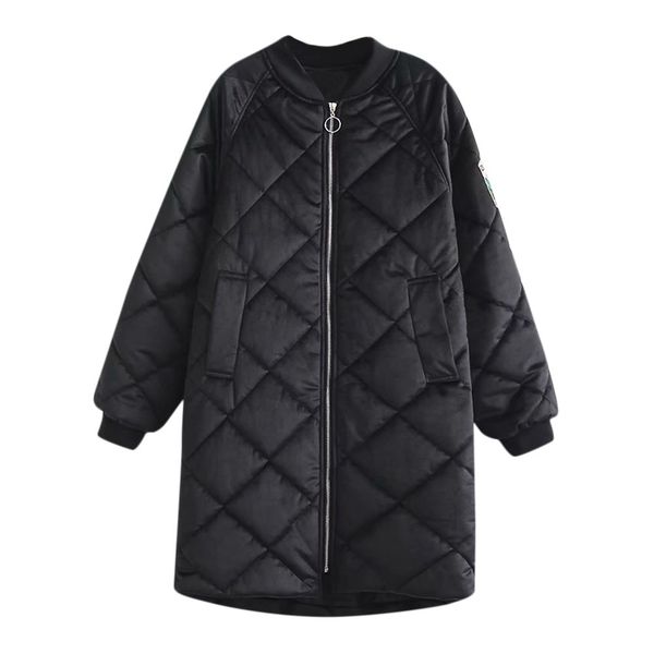 

manteau femme hiver women large size loose pocket embroidery stand collar thick cotton new jacket casaco feminino female jacket, Black