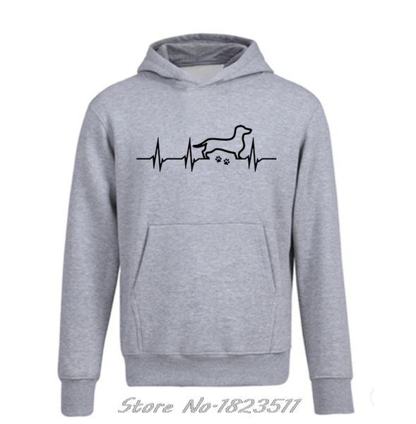 

new brand cool sweatshirt dachshund teckel heartbeat stylisches hoodies men hoody fleece jacket harajuku streetwear, Black
