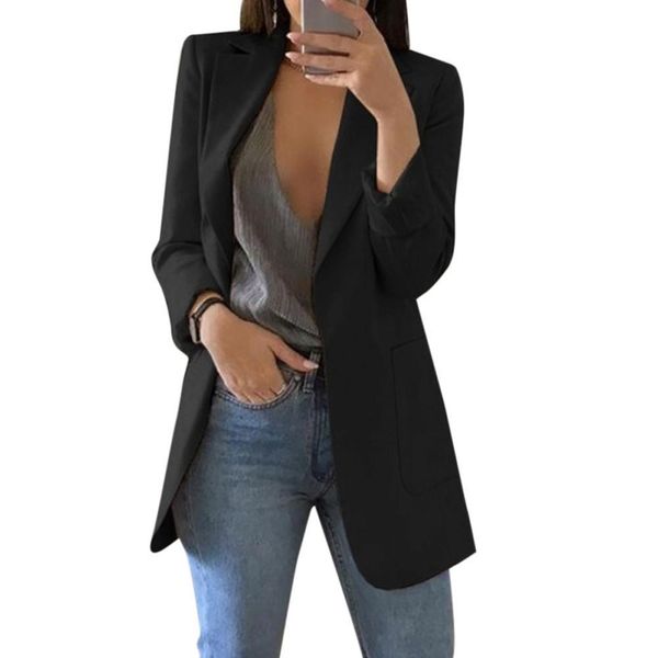 

женщины твердые мода блейзер топы осень кардиганы с длинными рукавами slim fit отложным воротником женский костюм плюс размер, Black;brown