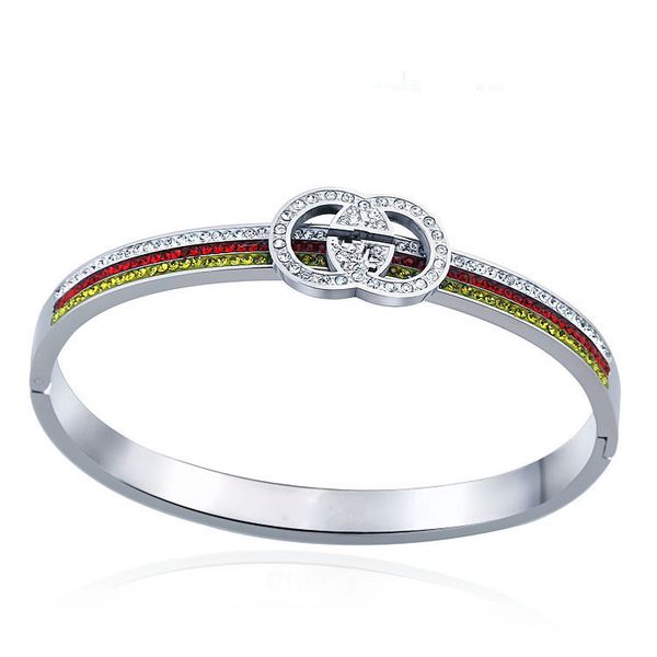 

2019 titanium steel jewelry wholesale g set diamond designer bracelet g word titanium steel lovers bangles luxury bracelet, Black