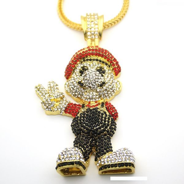 

very large size 36inch franco chain cartoon game pendant hip hop necklace jewelry bling bling iced out n621 christmas gift, Silver