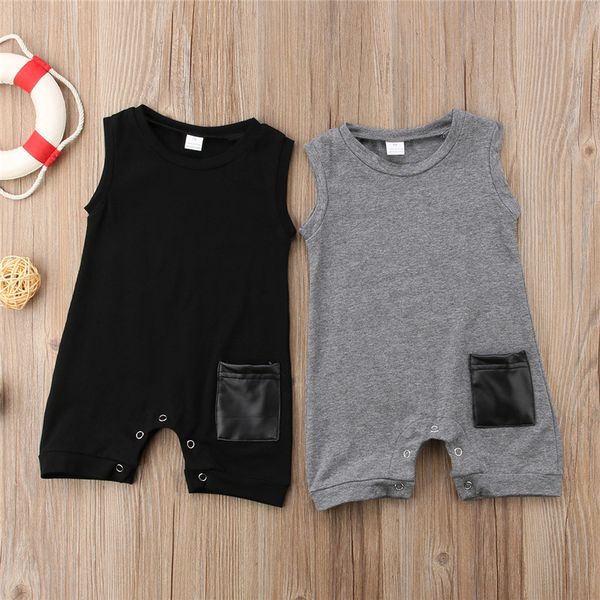 

лето без рукавов кармана хлопка комбинезона женской пляжного костюма мальчика rompers одежда повседневной симпатичная одежда 0-24х малыши де, Blue