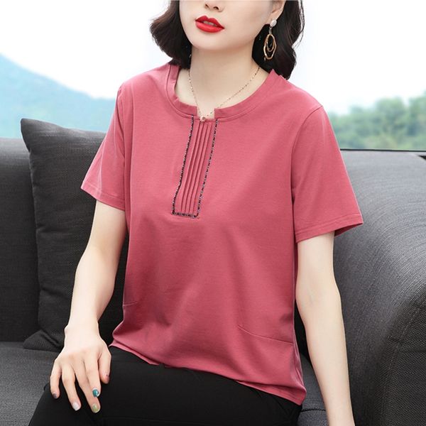 

2020 mom base t- shirt women's casual loose slim cotton short-sleeved t-shirt women, White
