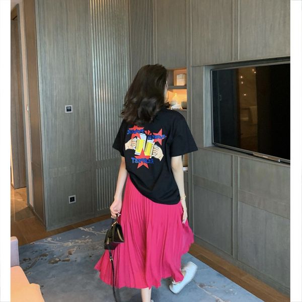 

2020 new harbin beer wine t-shirt for another cup womens loose black short-sleeved printed bottoming shirt, Red