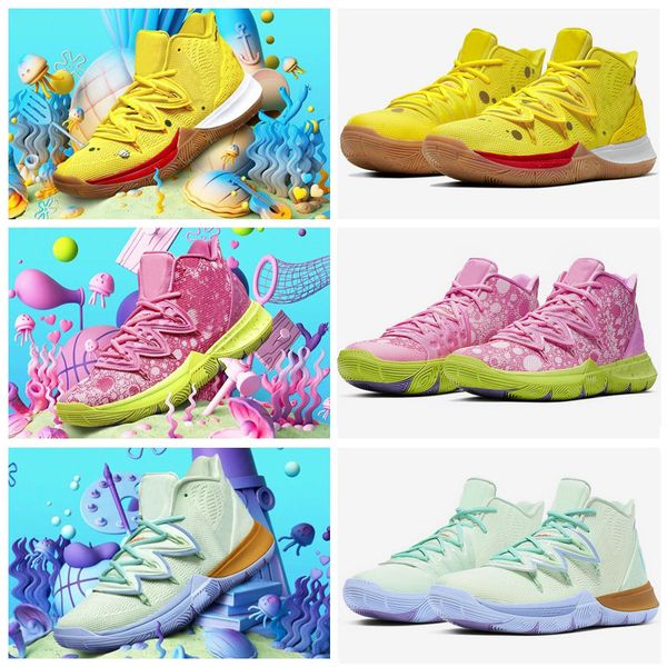 

2020 kyrie sponge bobs kids big boys girls basketball shoes 5 trainers kyrie irving 5s squidward mountain patrick children sneakers, Black