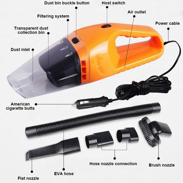 

1 set 120w handheld wet & dry car auto vacuum cleaner 3 colors portable chargeable home 12v with 5m power cord 12v