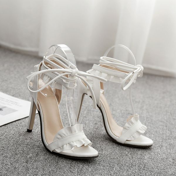 

ltarta 2019 sale sandals women's sandals fish-mouth lace-crossed high-heeled shoes plus size 43 11.5cm heels zl-8888-17 t200111 c18, Black