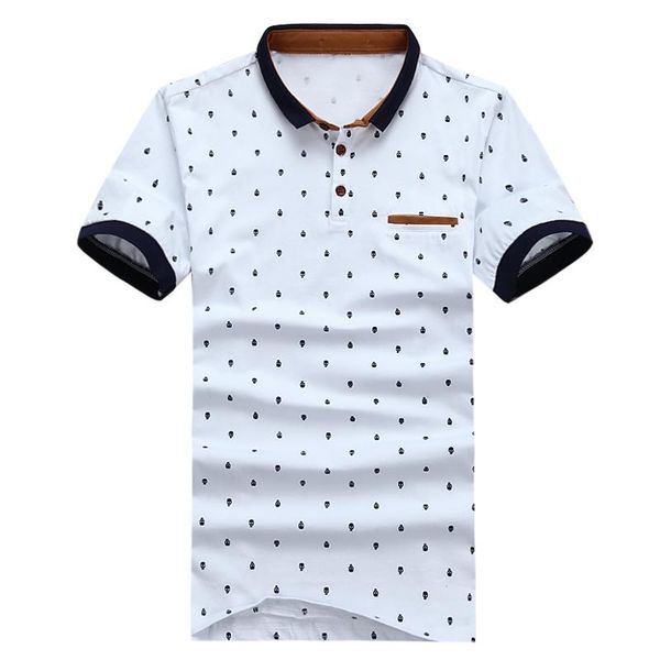 

бренд polo рубашка мужчины хлопок мода череп точки печать camisa поло летом с коротким рукавом повседневные рубашки смешно, White;black