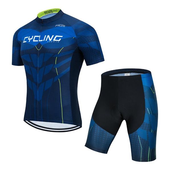 

2020 cycling clothing quick dry mens bicycle clothing summer team cycling jerseys 5d gel bike shorts set, Black;blue