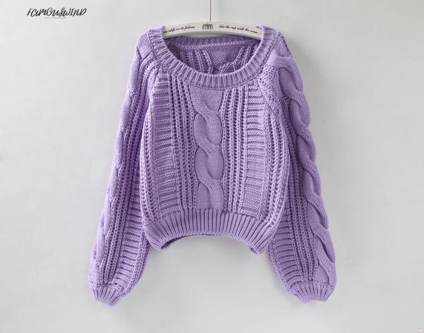 

autumn new winter twist soft casual women and pullovers lantern sleeve short sweaters sweater loose pull femme sw96, White;black