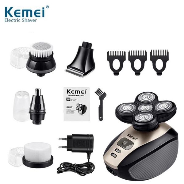 

kemei electric shaver razor 5 in 1 men shaver hair nose trimmer face cleaning luxury gift hair clipper shaving
