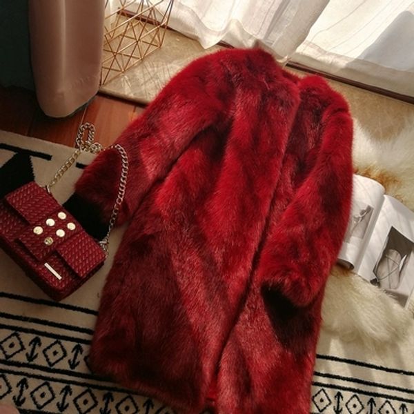 

2019 new style high-end fashion women faux fur coat s68, Black