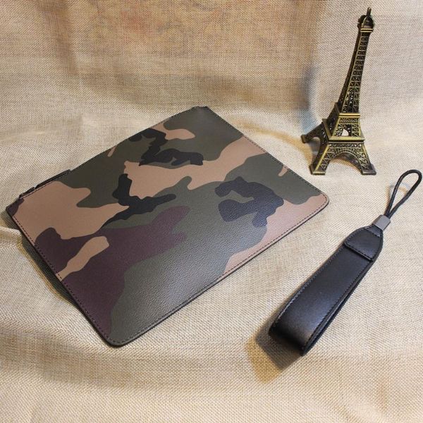 

new 2018 men business large purse camouflage casual bag for male pu leather men's fashion brand clutches envelope wristlet bags