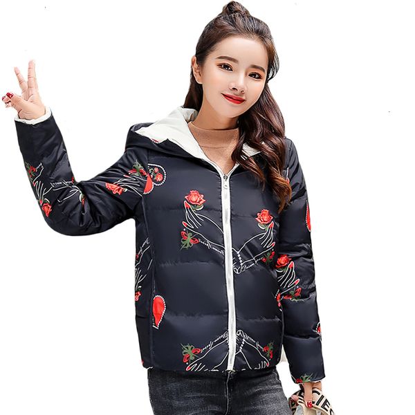

both sides can wear the new winter jacket of 2019 to women in tights and short overcoats to paka women with high-end skin, Black
