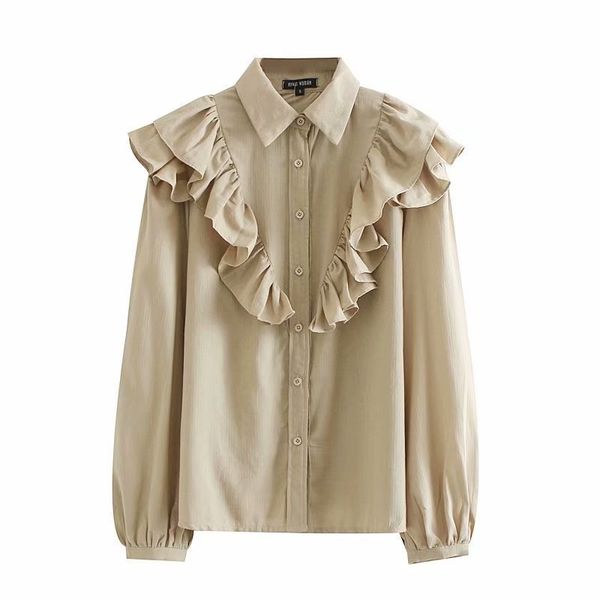 

ningning55-1469 european and american fashion bubble sleeve shirt, White