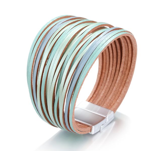 

aensoa vintage leather wrap bracelets for women 2019 new multiple layer charm slim strips wide bracelet & bangle fashion jewelry, Golden;silver