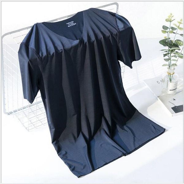 

summer thin men's short sleeve t-shirt ice silk breathable slimming casual sports trackless shirt t-shirt, White;black