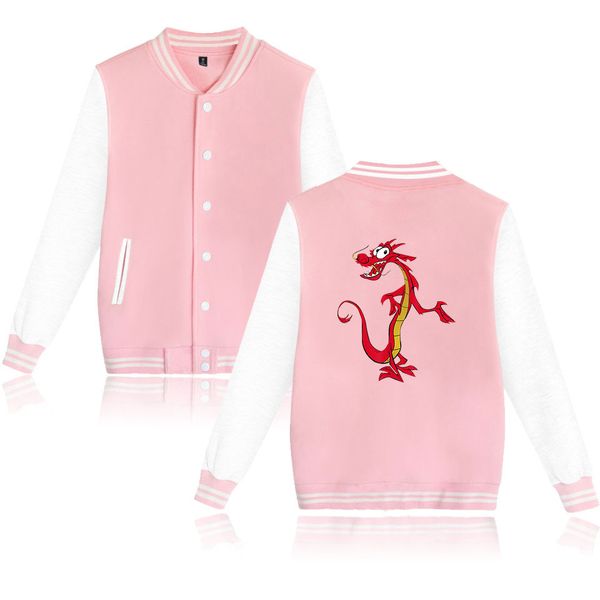 

creative pink jacket animated movie mulan baseball jacket men/women 2019 casual personality cool mulan dragon clothes, Black;brown