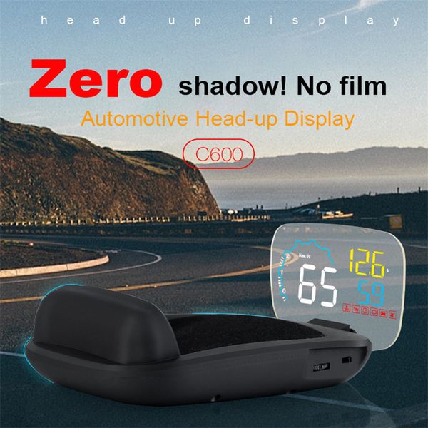 

c600 universal mirror head up display auto obd car speed projector speedometer car detector oil consumption electronics
