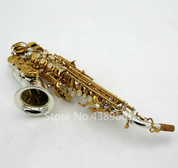 Neue Ankunft Sopran Saxophon Messing Vernickelt Körper Gold Lack Schlüssel B Flache Sax Musik Instrumente Mit Fall Mundstück