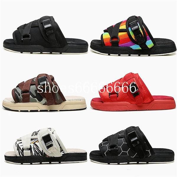 

new brand visvim slippers fashion shoes man and women lovers casual shoes slippers beach sandals outdoor slippers hip-hop street sandals b25, Black;red